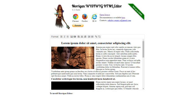 Morrigan WYSIWYG HTML Editor