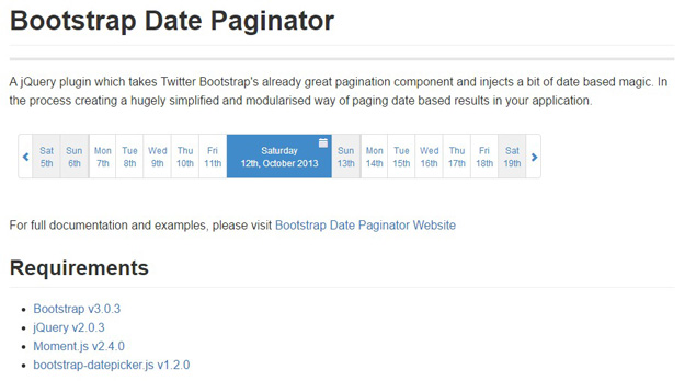bootstrap date paginator