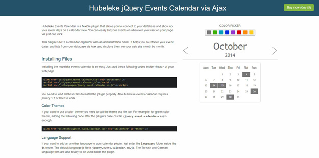jQuery Events Calendar via Ajax