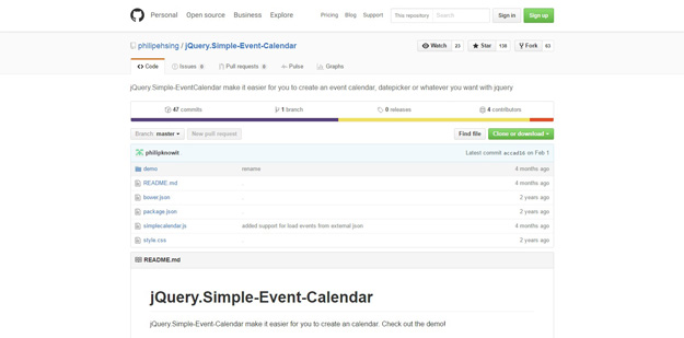 jquery simple event calendar